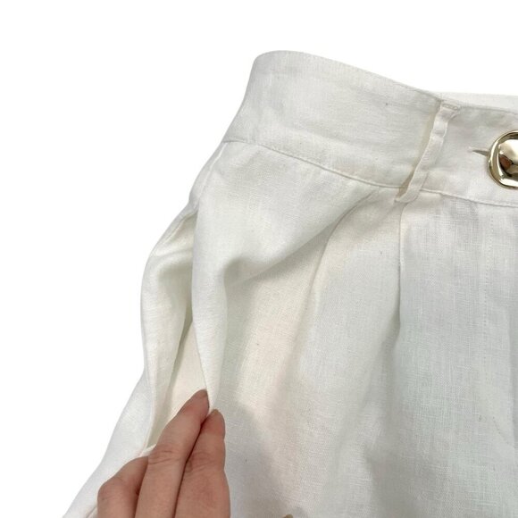 SOFT SURROUNDINGS 100% Linen Pleated Cropped Wide Leg Pants Pockets White size 4 - Picture 5 of 13